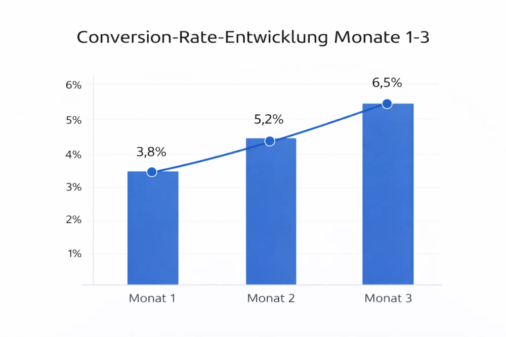 Conversion-Rate-Entwicklung Monate 1-3