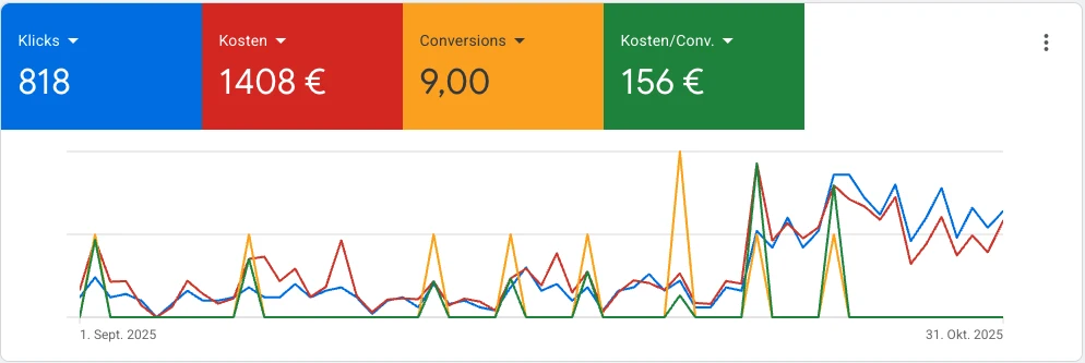 Google Ads Dashboard vor Zusammenarbeit