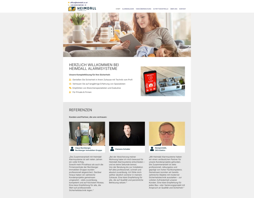 Heimdall Alarmsysteme Landingpage – heimdall.co.at