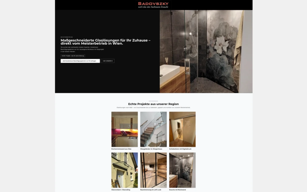 Sadovszky Glaserei Landingpage – lp.sadovsky.at